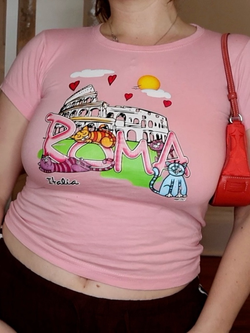 Pink Cats ROMA Graphic Tee size XS Italy T-shirt